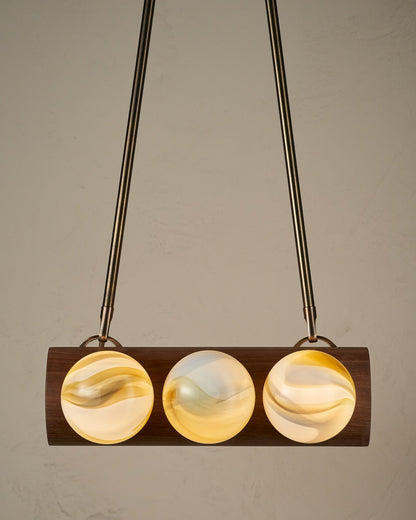 Nina 6-Light Chandelier | Organic Glass Shades, Solid Wood Base 8