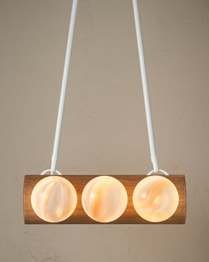 Nina 6-Light Chandelier | Organic Glass Shades, Solid Wood Base 80
