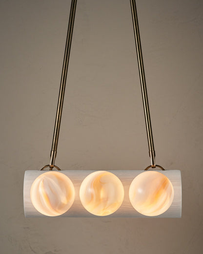 Nina 6-Light Chandelier | Organic Glass Shades, Solid Wood Base 82