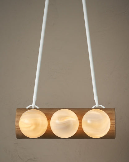 Nina 6-Light Chandelier | Organic Glass Shades, Solid Wood Base 84