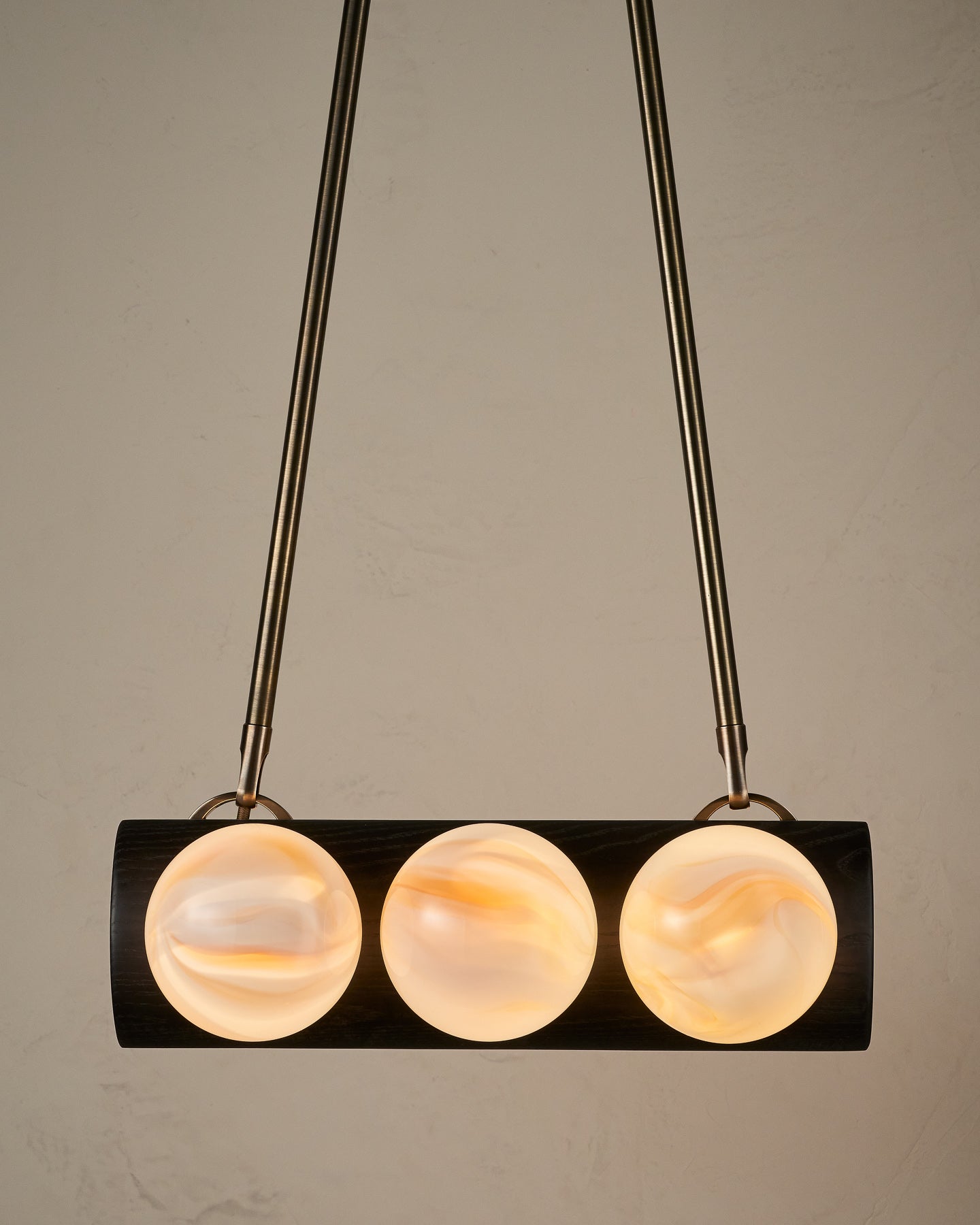 Nina 6-Light Chandelier | Organic Glass Shades, Solid Wood Base 85