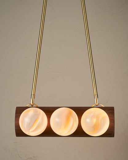 Nina 6-Light Chandelier | Organic Glass Shades, Solid Wood Base 86