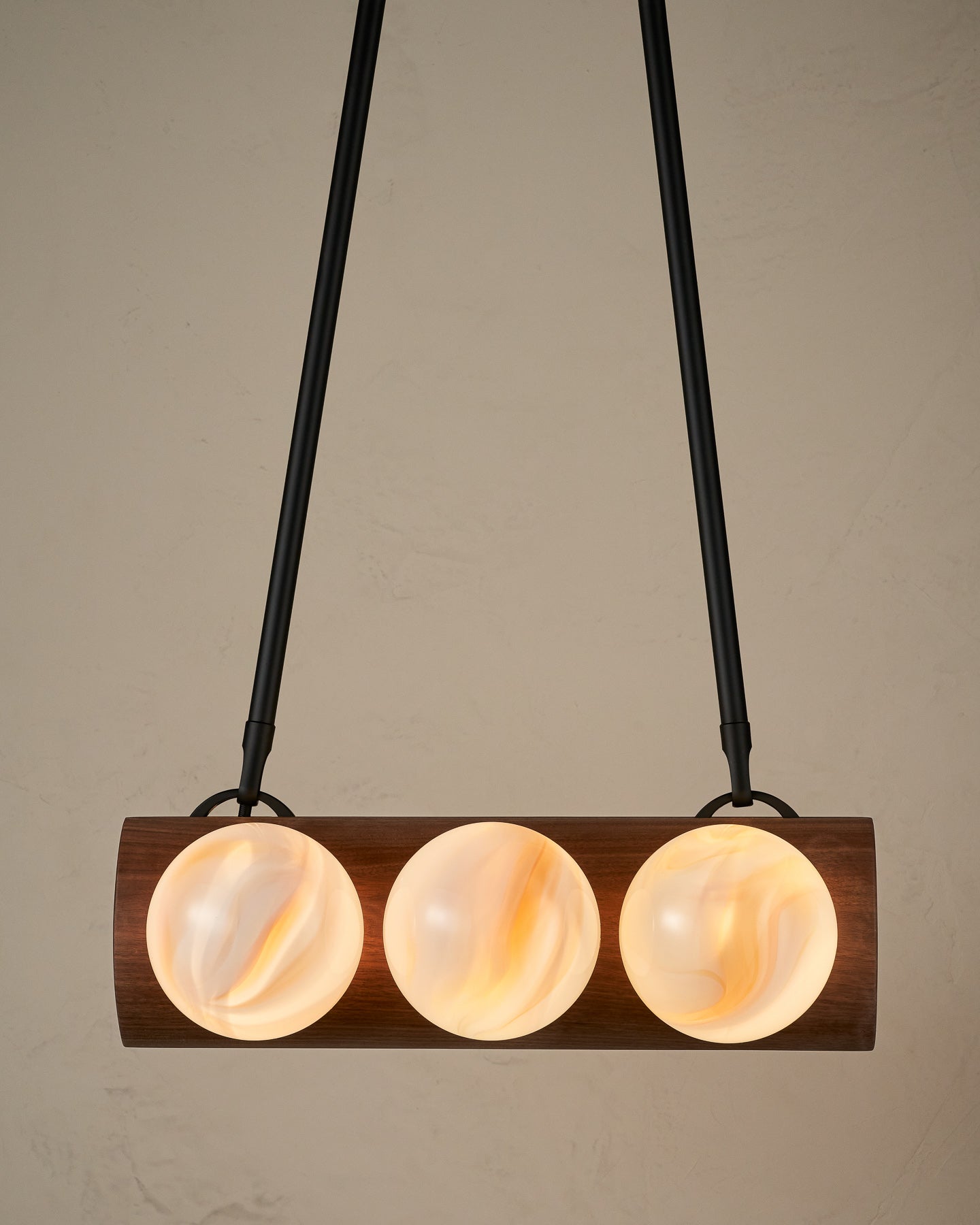 Nina 6-Light Chandelier | Organic Glass Shades, Solid Wood Base 87