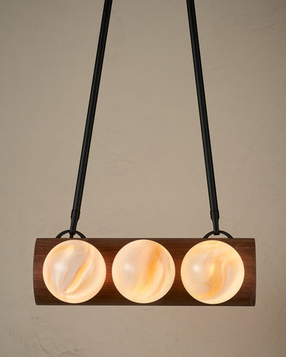 Nina 6-Light Chandelier | Organic Glass Shades, Solid Wood Base 87