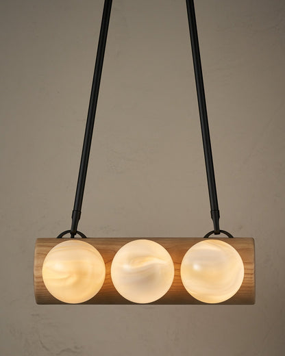 Nina 6-Light Chandelier | Organic Glass Shades, Solid Wood Base 88