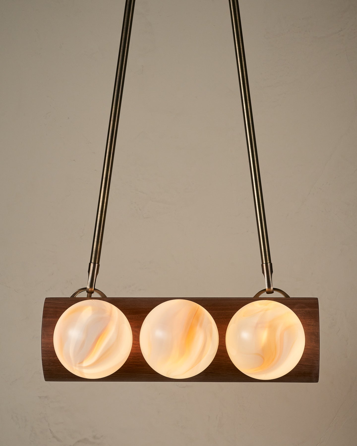 Nina 6-Light Chandelier | Organic Glass Shades, Solid Wood Base 90