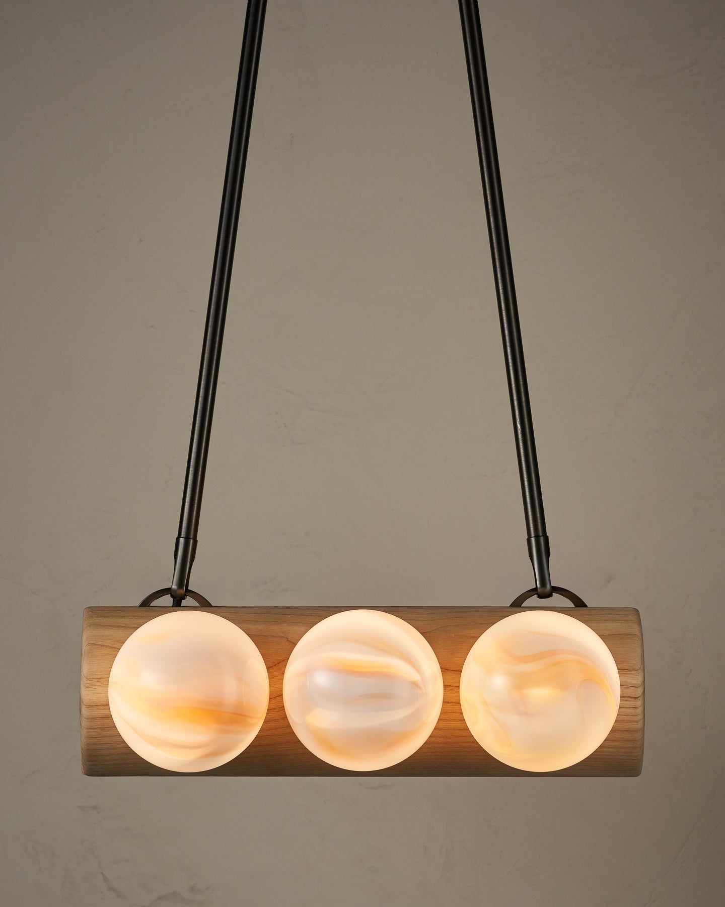 Nina 6-Light Chandelier | Organic Glass Shades, Solid Wood Base 93