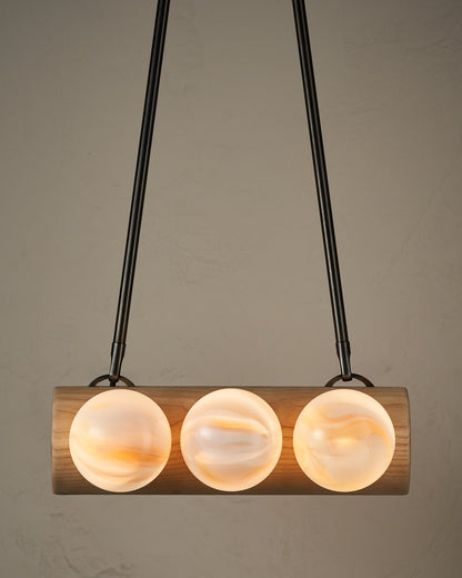Nina 6-Light Chandelier | Organic Glass Shades, Solid Wood Base 93