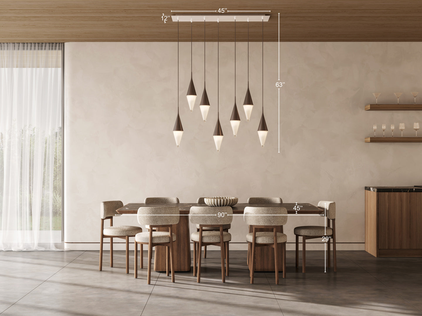 Nina Modern 7-Light Pendant Light | Elegant Glass Design, Ceiling Mount 3